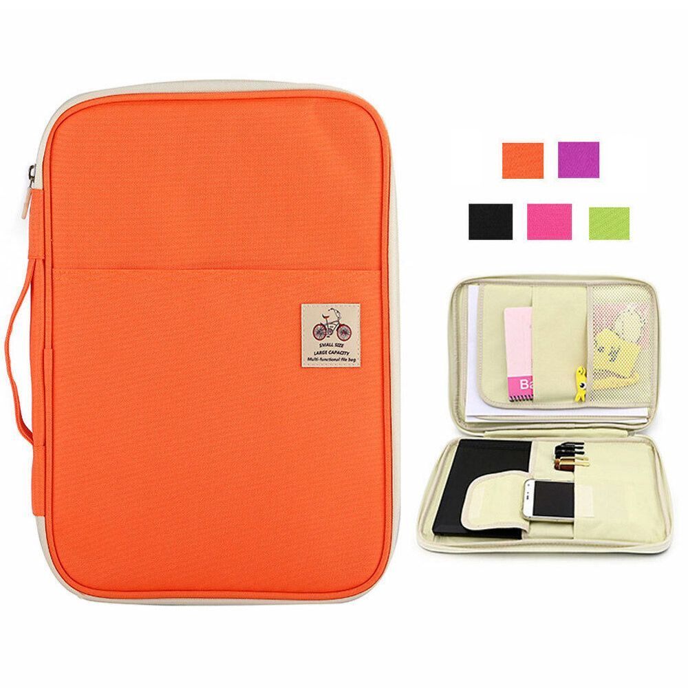 Portfolio Folder Zip - Travel Zipped File Organizer Document Bag