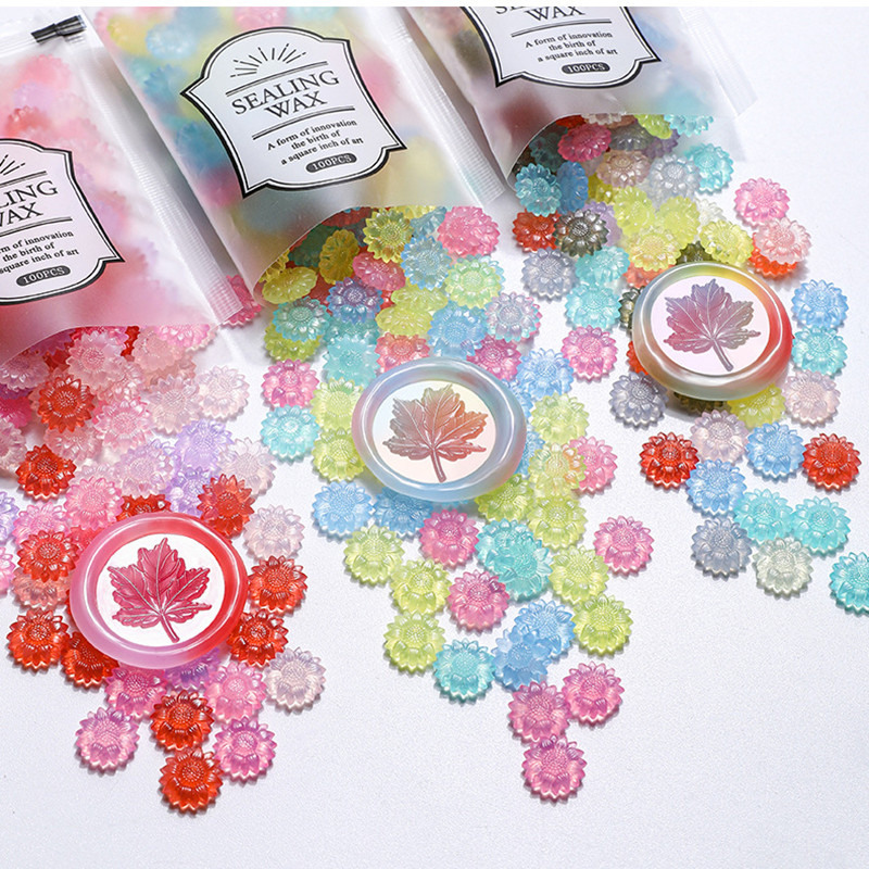Wax Seal Stamp Kit - 100pcs Translucent Sunflower Sealing Wax Beads